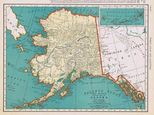 Genuine-Antique-Map-Popular-Map-of-Alaska-1940-Rand-McNally-Maps-Of-Antiquity