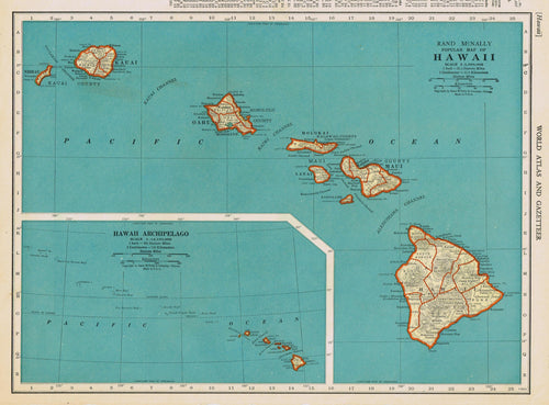 Genuine-Antique-Map-Popular-Map-of-Hawaii-1940-Rand-McNally-Maps-Of-Antiquity