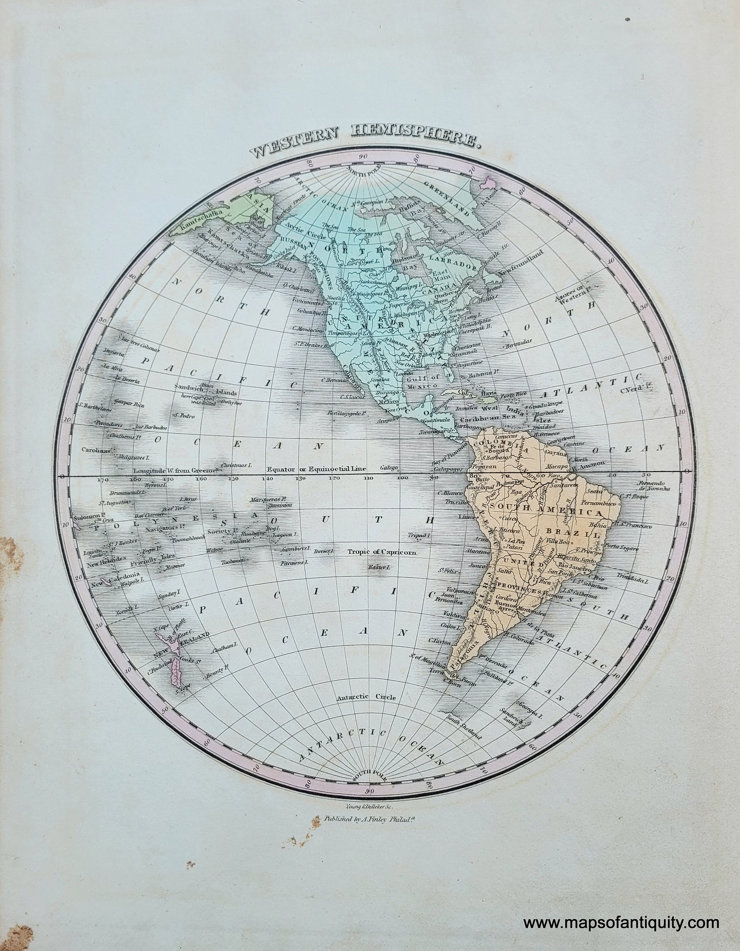 Antique-Map-Western-Hemisphere-1824-Finley-1820s-1800s-19th-century-world-map-maps-of-antiquity