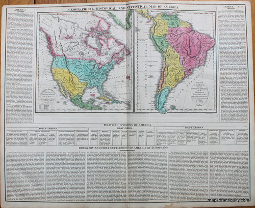 Antique-Hand-Colored-Map-Geographical-Historical-and-Statistical-Map-of-America.-No.-67.-World--1821-Lavoisne-Maps-Of-Antiquity