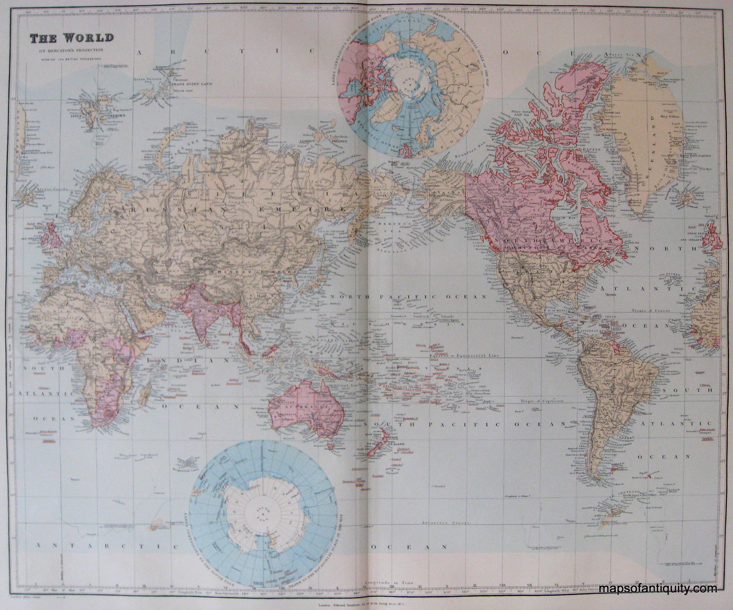 '-The-World-on-Mercator's-Projection-Showing-the-British-Possessions-**********-World-World-1904-Stanford-Maps-Of-Antiquity