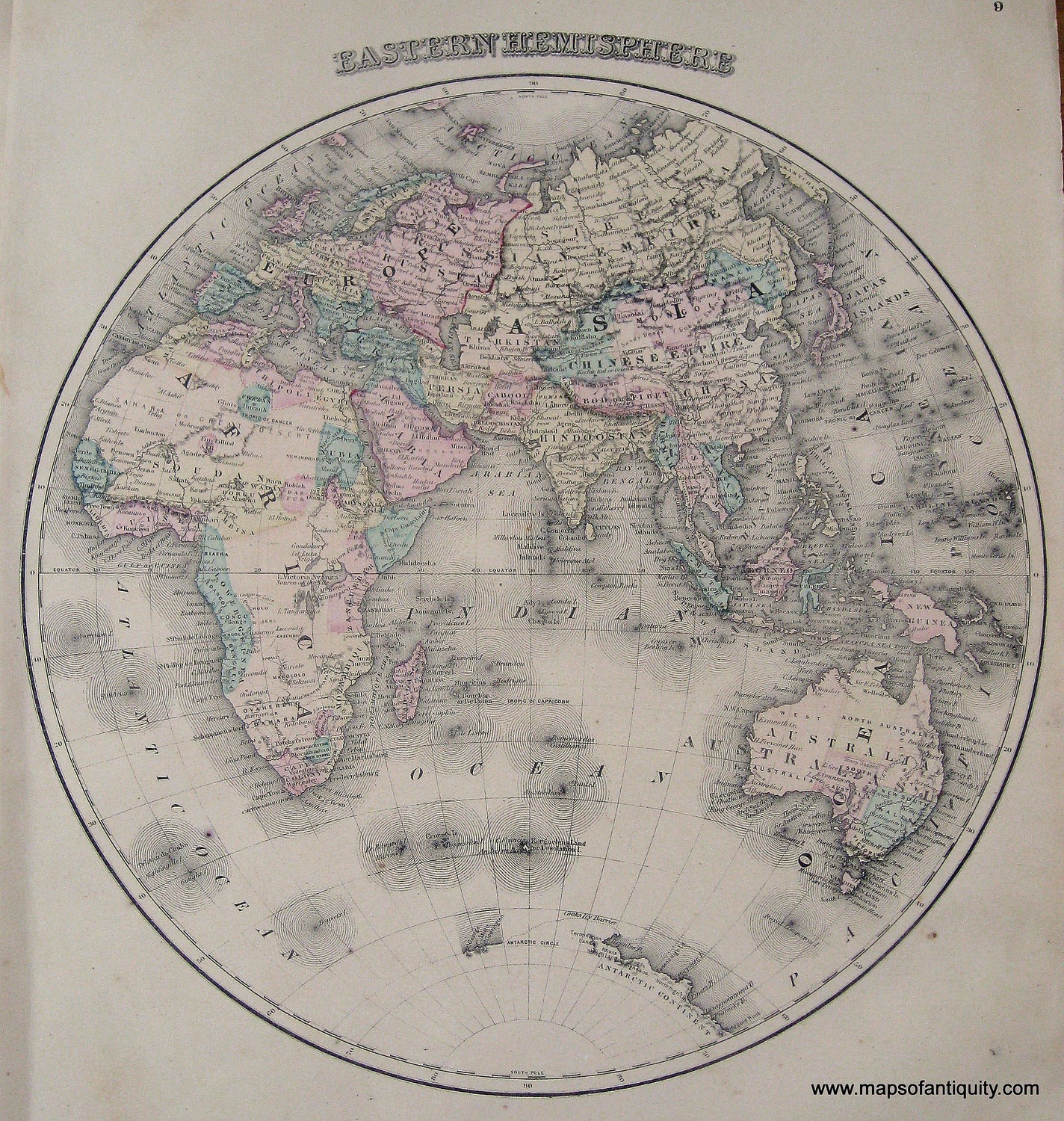 Antique-Hand-Colored-Map-Eastern-Hemisphere-World--1876-Gray-Maps-Of-Antiquity