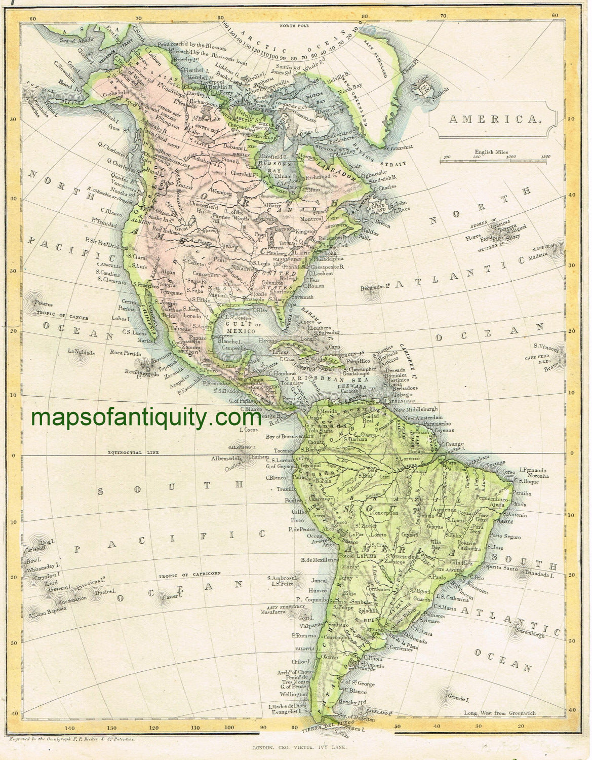 Antique-Hand-Colored-Map-America.-World--c.-1840-Virtue-Maps-Of-Antiquity