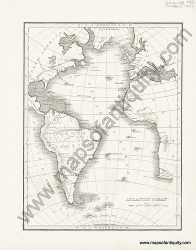Antique-Hand-Colored-Map-Atlantic-Ocean-World--1835-T.G.-Bradford-Maps-Of-Antiquity