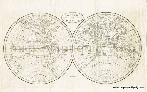 Antique-Black-and-White-Map-World-From-the-Best-Authorities-World--1800-Baker-Maps-Of-Antiquity