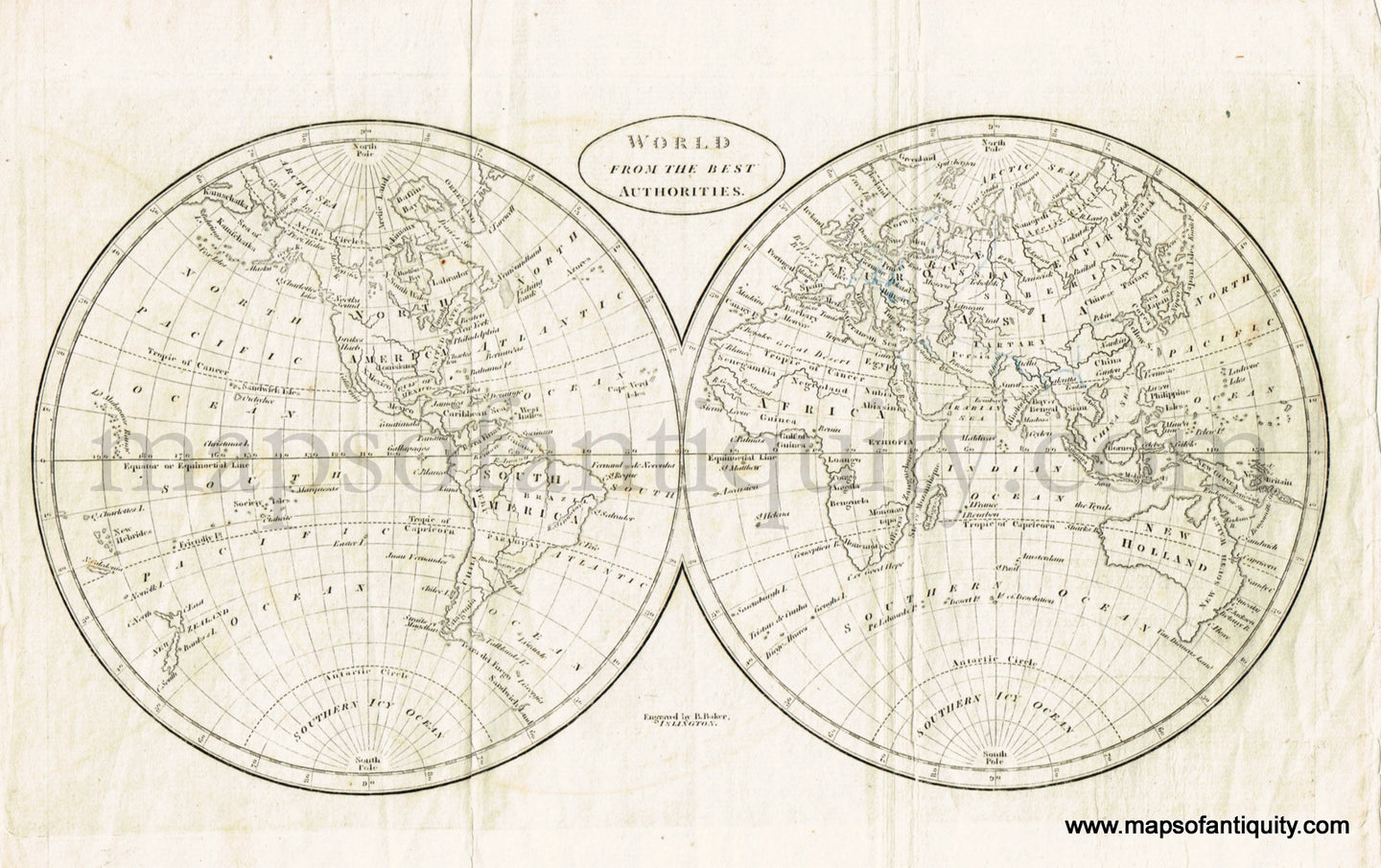 Antique-Black-and-White-Map-World-From-the-Best-Authorities-World--1800-Baker-Maps-Of-Antiquity
