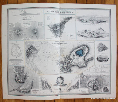 Comparative-Views-of-Remarkable-Geological-Phenomena-Johnston-1856-Antique-Map-1850s-1800s