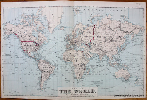 Map-of-the-World-on-Mercator's-Projection-1877-Beers-Antique-Map-Vermont-Orange-County-1870s-1800s-19th-century-Maps-of-Antiquity