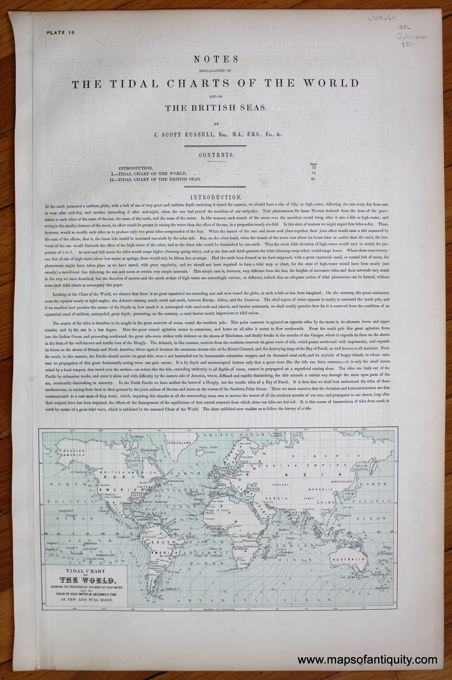 Tidal-Chart-Map-World-Johnston-1856-Antique-Map-1850s-1800s