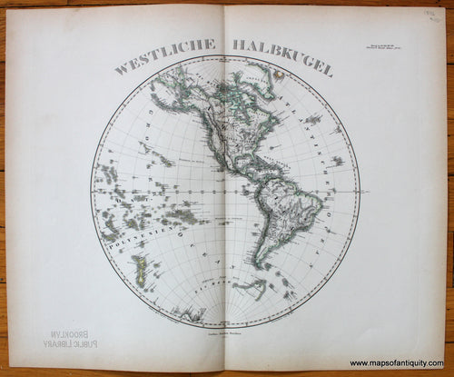 Antique-Map-Westliche-Halbkugel-Western-Hemisphere-world-Stieler-1876-1870s-1800s-19th-century-Maps-of-Antiquity