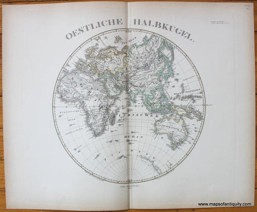 Antique-Map-Oestliche-Halbkugel-Eastern-Hemisphere-world-Stieler-1876-1870s-1800s-19th-century-Maps-of-Antiquity