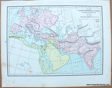 Load image into Gallery viewer, 1892 - Map of the First Great Empires, verso: Map of the Ancient Historical World - Antique Map
