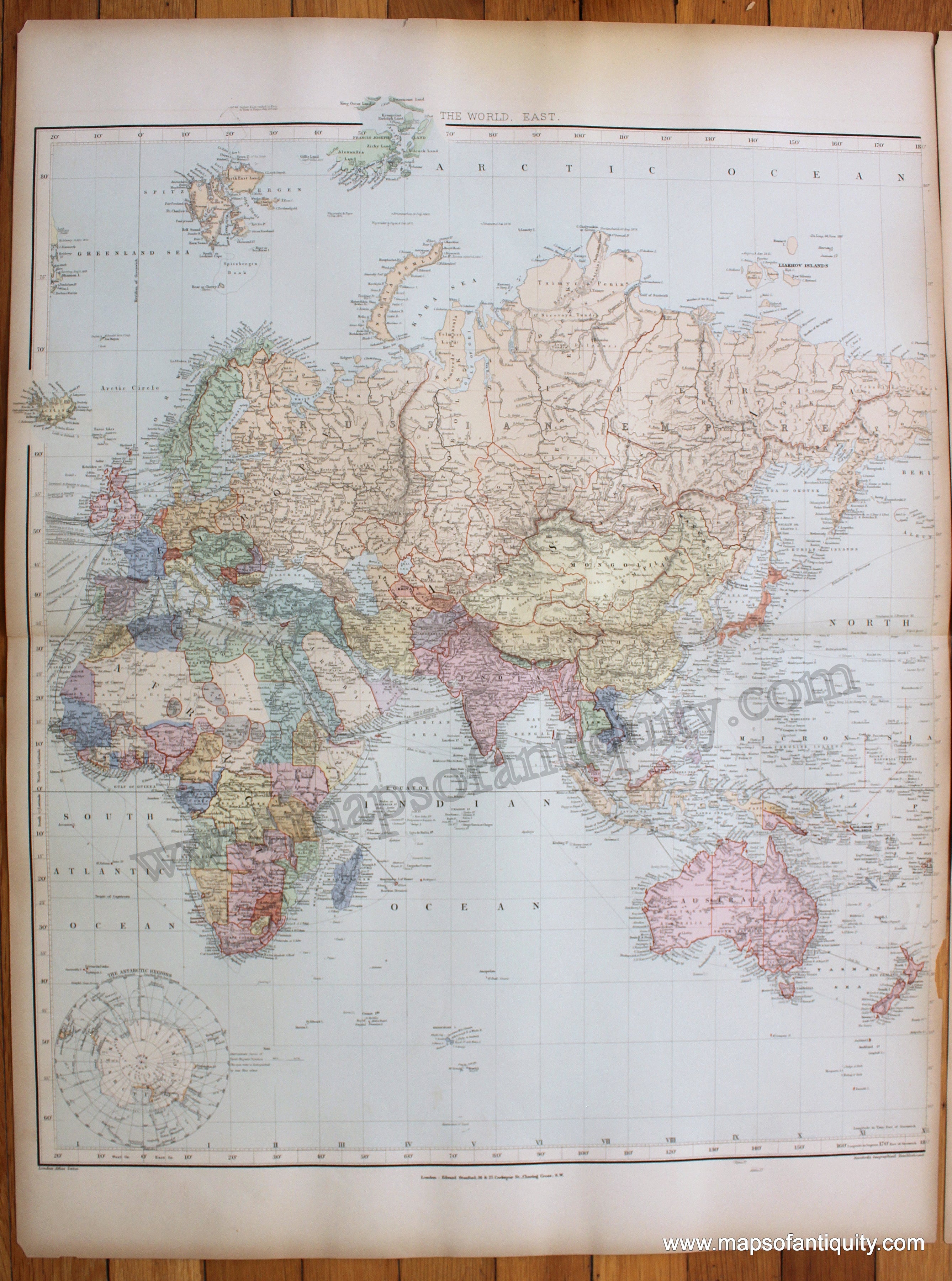 1904 A Chart Of The World On Mercators Projection Antique Map