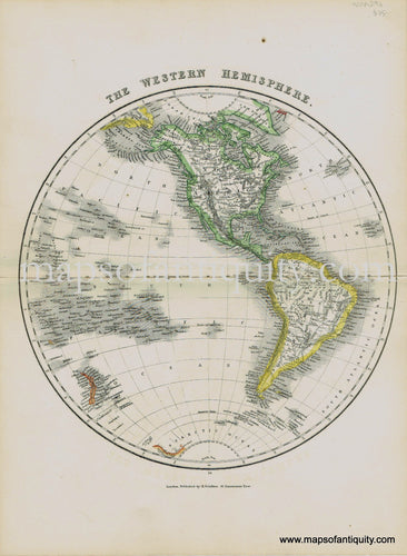 Antique-Hand-Colored-Map-The-Western-Hemisphere-c.-1860-Archer-Collins-1800s-19th-century-Maps-of-Antiquity