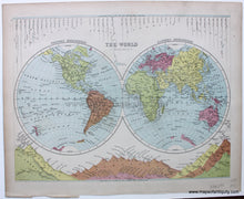 Load image into Gallery viewer, Antique-Printed-Color-Map-The-World,-Verso:-The-World-on-Mercator&#39;s-Projection-1877-Bartholomew-1800s-19th-century-Maps-of-Antiquity
