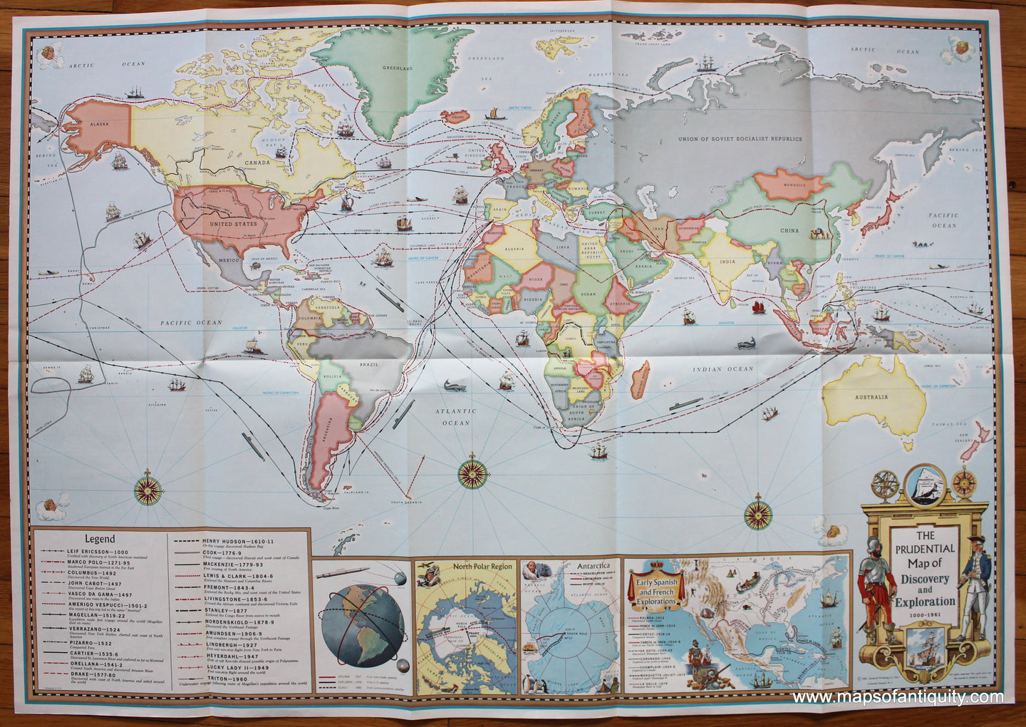 Printed-Color-Pictorial-Map-The-Prudential-Map-of-Discovery-and-Exploration-1000-1961-1961-General-Drafting-Co.-1900s-20th-century-Maps-of-Antiquity