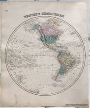 Load image into Gallery viewer, Antique-Hand-Colored-Map-Western-Hemisphere;-verso:-The-Scandinavian-Kingdoms-Norway-Sweden-Denmark-1876-Warner-&amp;-Beers-/-Union-Atlas-Co.--1800s-19th-century-Maps-of-Antiquity
