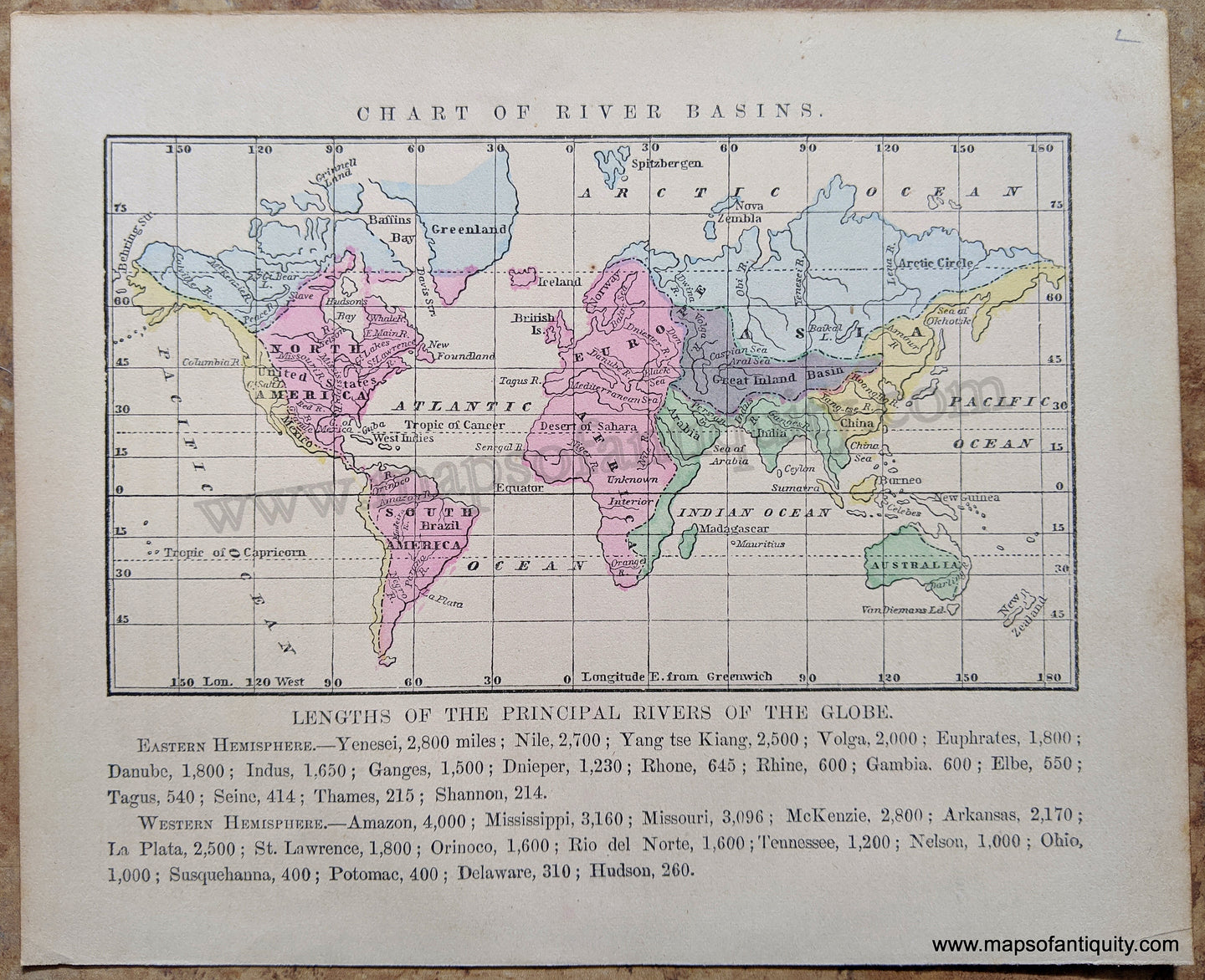Antique-Hand-Colored-Map-Chart-of-the-River-Basins-World--1857-Morse-and-Gaston-Maps-Of-Antiquity-1800s-19th-century
