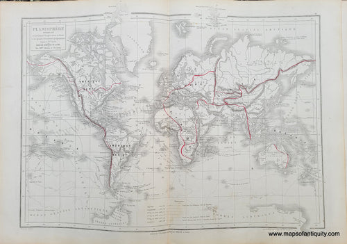 Genuine-Antique-Map-Planisphere-indicating-the-Main-Journeys-around-the-World-and-the-Great-Geographic-Discoveries-since-the-15th-century,-also-General-Basins-of-the-Globe-1875-Drioux-&-Leroy-WOR368-Maps-Of-Antiquity