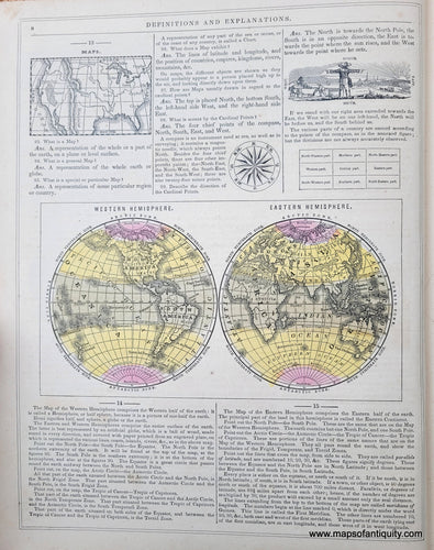 Genuine-Antique-Hand-Colored-Map-The-Hemispheres-showing-Climates-1850-Mitchell-Thomas-Cowperthwait-Co--Maps-Of-Antiquity