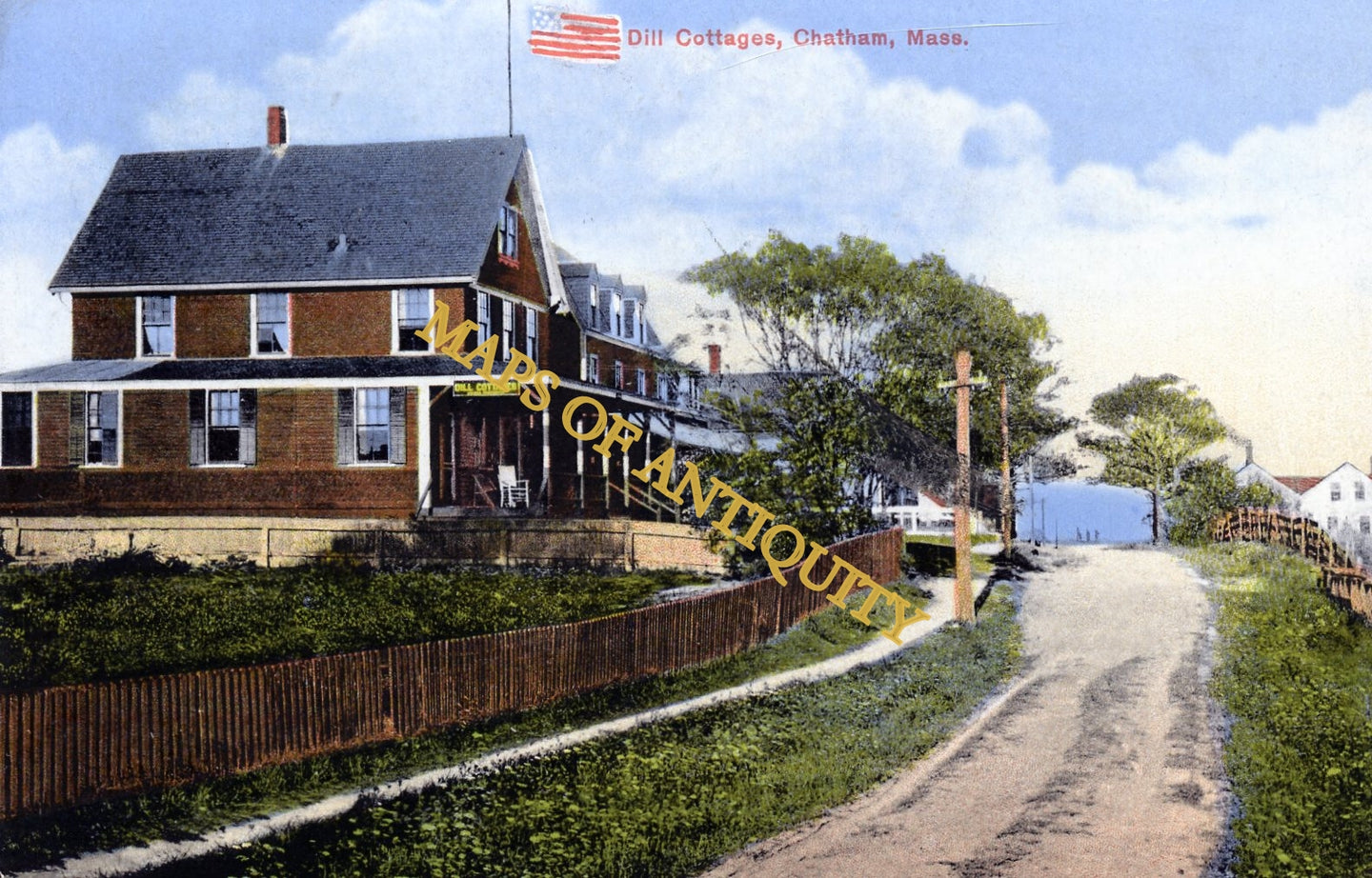 Early-colored-printed-in-Germany-Dill-Cottages-Chatham-MA---Postcard**********--Antique-Postcards-1905-1935-Dickerman-Maps-Of-Antiquity