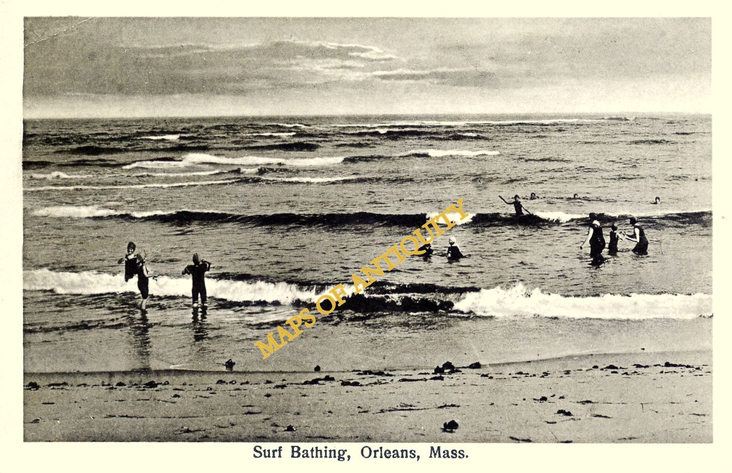 Black-and-White-Printed-Antique-Postcard-Surf-Bathing-Orleans-MA---Postcard****-Antique-Postcards-Cape-Cod-and-Islands-1905-1935-Dickerman-Maps-Of-Antiquity