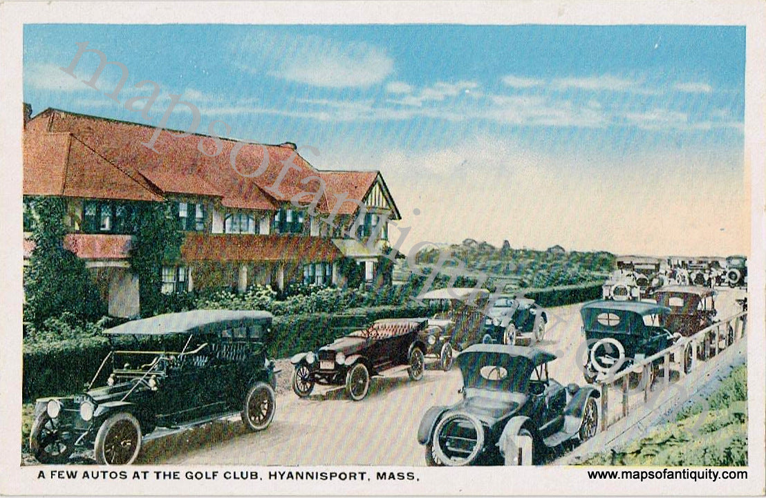 Antique-Postcard-A-Few-Autos-at-the-Golf-Club-Hyannisport-Mass.
