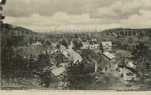 Black-and-White-Printed-Antique-Postcard-View-from-Burial-Hill-Bournedale-Mass---Postcard-Antique-Postcards--1908-Holway-Maps-Of-Antiquity