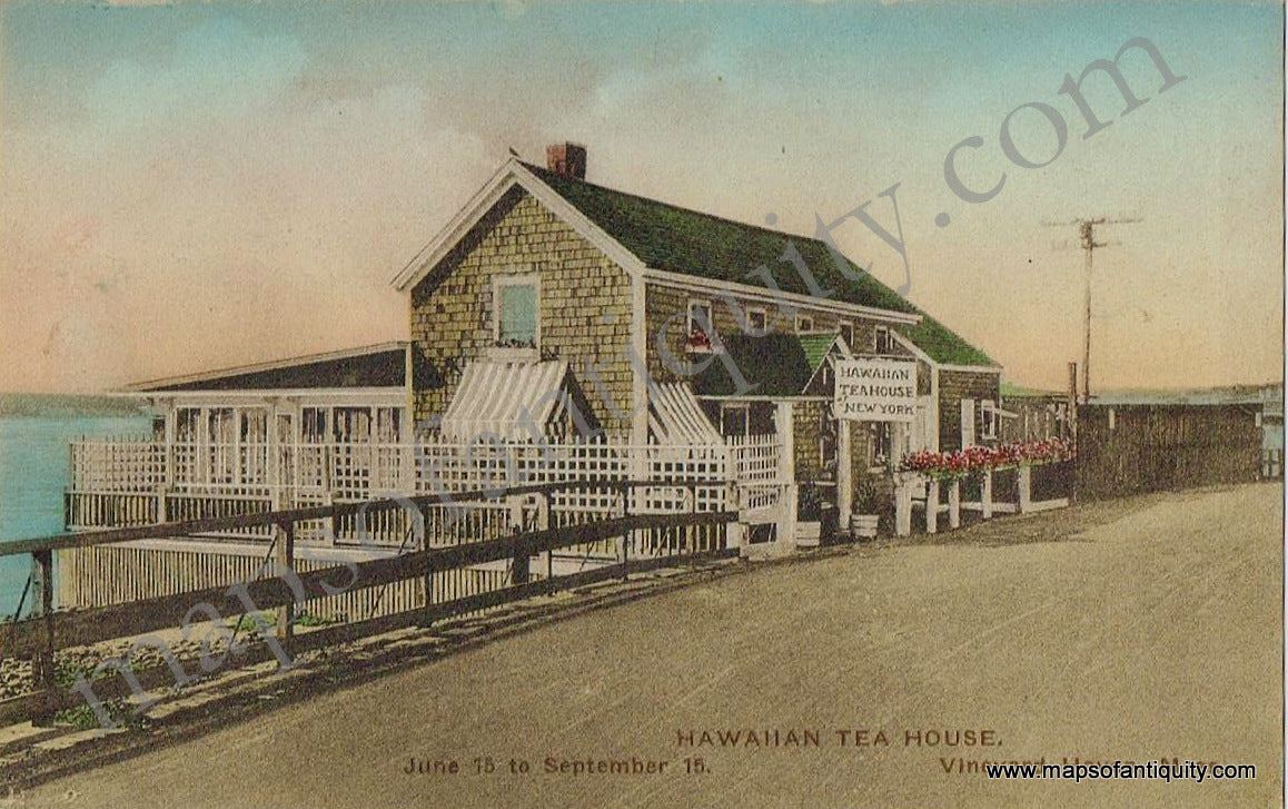 Colored-Antique-Postcard-Hawaiian-Tea-House-Vineyard-Haven-Mass---Postcard-**********-Antique-Postcards--c.-1925-Briggs-Maps-Of-Antiquity