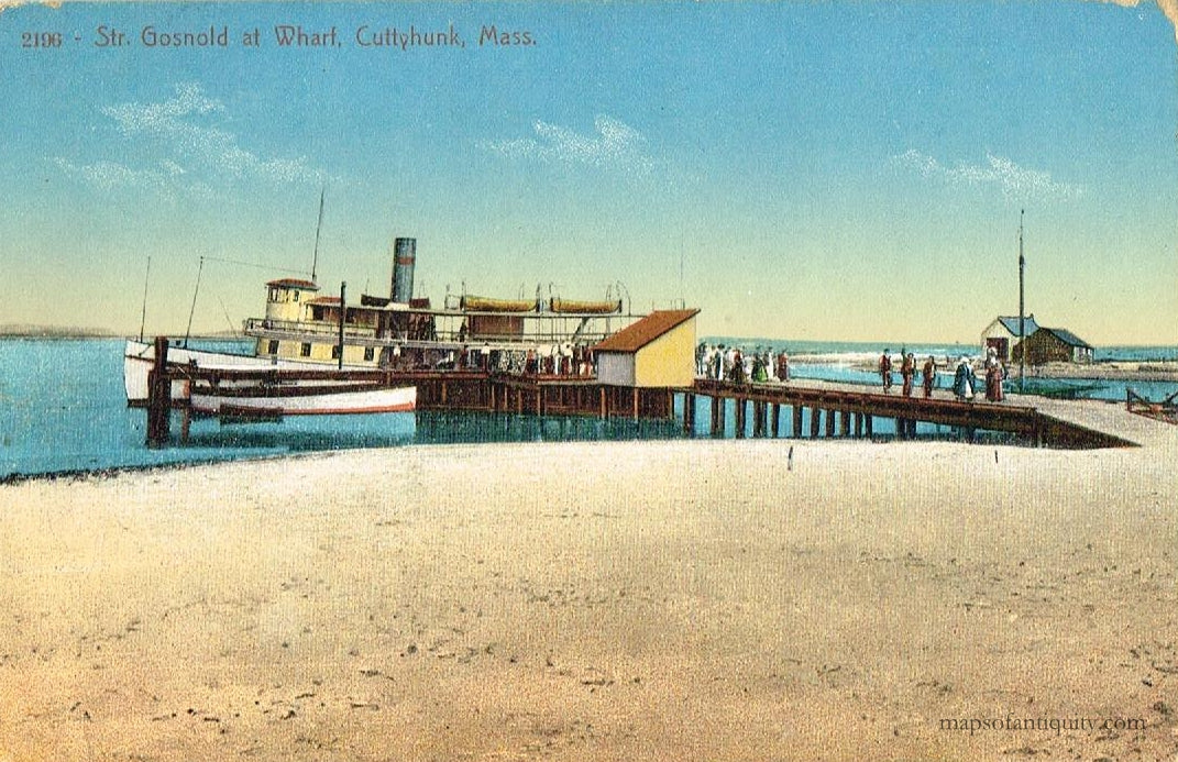 Colored-Antique-Postcard-2196---Str.-Gosnold-at-Wharf-Cuttyhunk-Mass---Postcard-Antique-Postcards--1913-Hutchinson-Maps-Of-Antiquity