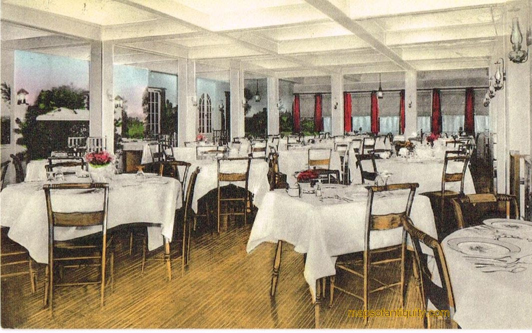 Antique-Postcard-Dining-Room-Oyster-Harbors-Club-Osterville-MA---Postcard-**********-Cape-Cod-Osterville-1945-Albertype-Maps-Of-Antiquity