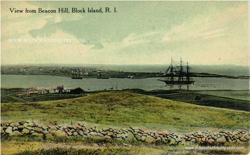 Antique-Colored-Postcard-View-from-Beacon-Hill-Block-Island-Rhode-Island---Postcard-Postcard-Rhode-Island-1907-1914-Unknown-Printer-Maps-Of-Antiquity