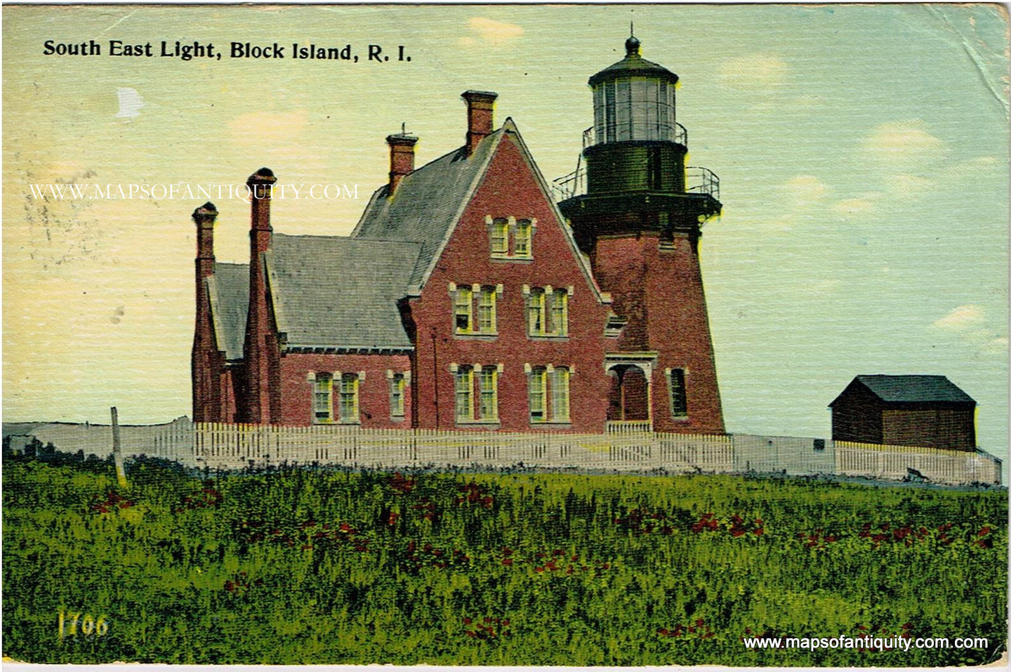 Antique-Colored-Postcard-South-East-Light-Block-Island-Rhode-Island---Postcard-Postcard-Rhode-Island-1907-1914-Charles-H-Seddon-Maps-Of-Antiquity