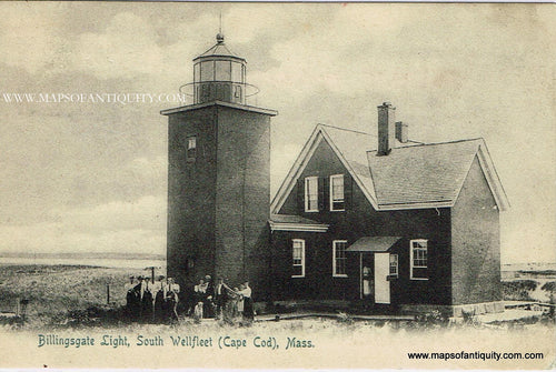Antique-Colored-Postcard-Billingsgate-Light-South-Wellfleet-(Cape-Cod)-Mass---Postcard-**********-Postcard-Cape-Cod-and-Islands-1901-1907-A.W.-Rideout-Maps-Of-Antiquity