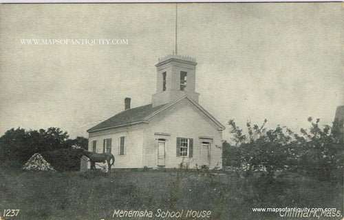 Antique-Black-and-White-Post-Card-1237-Menemsha-School-House-Chillmark-Mass-(-Martha's-Vineyard-)---Postcard-Postcard-Massachusetts-1907-1914-H.-S.-Hutchinson-&-Co-Maps-Of-Antiquity