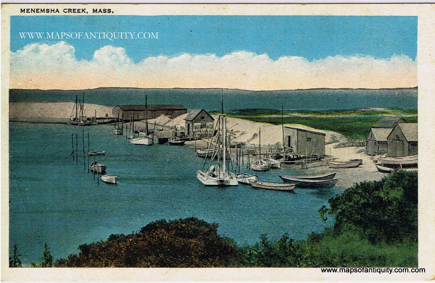 Antique-Colored-Postcard-Menemsha-Creek-Mass-(-Martha's-Vineyard-)---Postcard-Postcard-Massachusetts-1915-1930-Tichnor-Quality-Views-Maps-Of-Antiquity