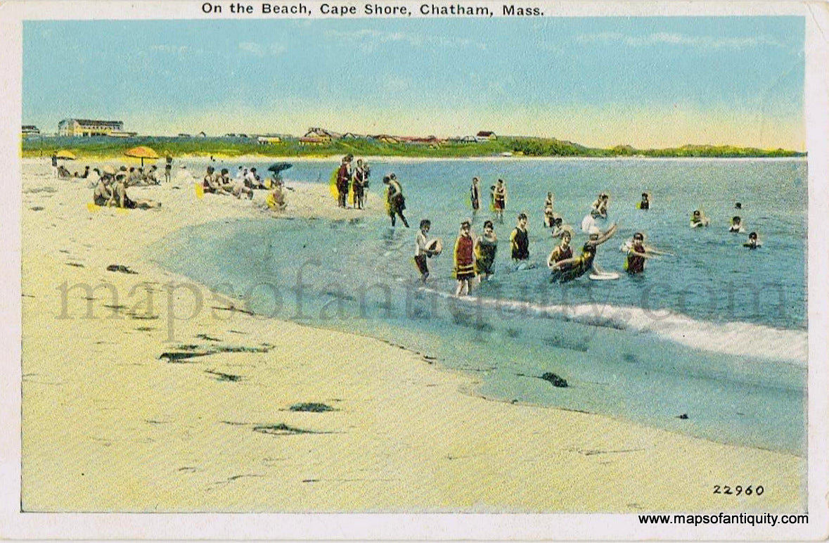 Antique-Postcard-Post-Card-Postcards-Cards-Chatham-Mass-Mass.-Massachusetts-Cape-Cod-MA-Town-History-1910s-1920s-1930s-1900s-20th-Century-On-The-Beach-Cape-Shore-Maps-of-Antiquity
