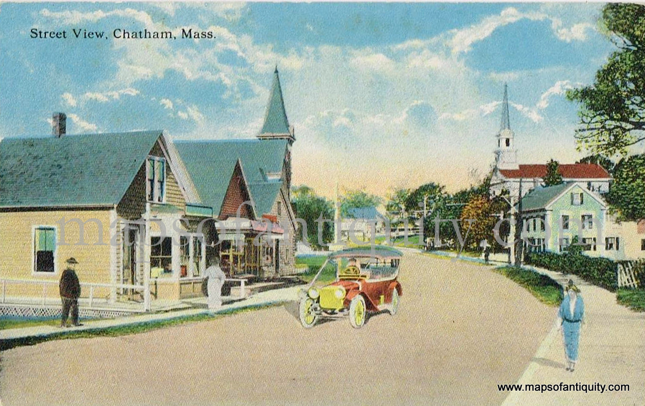 Antique-Postcard-Post-Card-Postcards-Cards-Chatham-Mass-Mass.-Massachusetts-Cape-Cod-MA-Town-History-1910s-1920s-1930s-1900s-20th-Century-Street-View-Main-Street-St-Maps-of-Antiquity