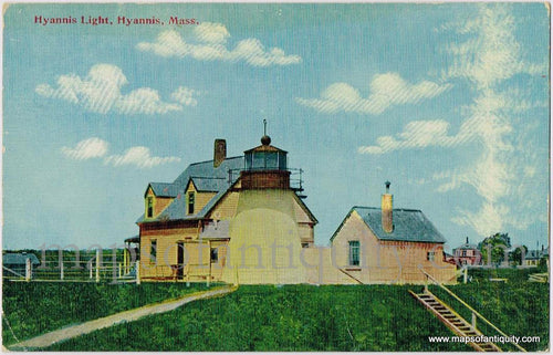 Antique-Postcard-Post-Card-Postcards-Cards-Hyannisport-Hyannis-Port-Mass-Mass.-Massachusetts-Cape-Cod-MA-Town-History-Early-1900s-1910s-20th-Century-Hyannis-Light-Harbor-Lewis-Bay-Lighthouse-Maps-of-Antiquity