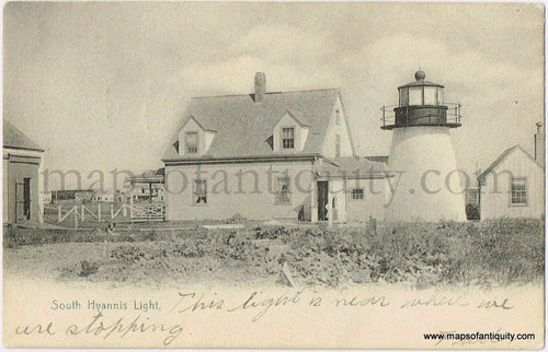 Antique-Postcard-Post-Card-Postcards-Cards-Hyannisport-Hyannis-Port-Mass-Mass.-Massachusetts-Cape-Cod-MA-Town-History-Early-1900s-1907-20th-Century-Hyannis-Light-Harbor-Lewis-Bay-Lighthouse-Maps-of-Antiquity