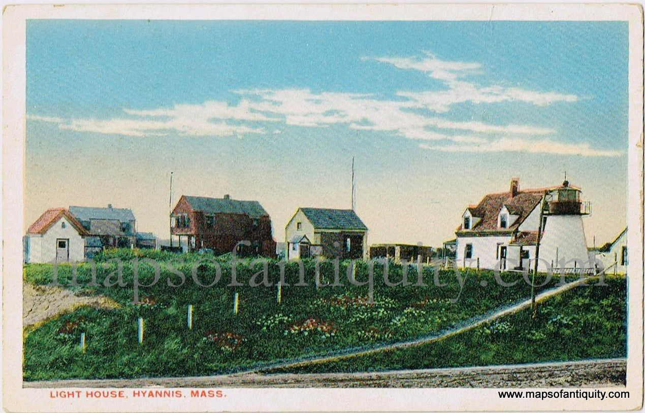 Antique-Postcard-Post-Card-Postcards-Cards-Hyannisport-Hyannis-Port-Mass-Mass.-Massachusetts-Cape-Cod-MA-Town-History-Early-Mid-1900s-1910s-1920s-1930s-20th-Century-Hyannis-Light-Harbor-Lewis-Bay-Lighthouse-Maps-of-Antiquity
