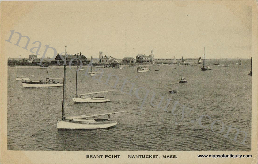 Antique-Postcard-Post-Card-Postcards-Cards-Mass-Mass.-Massachusetts-Nantucket-Island-MA-Town-History-Early-1900s-1910s-1920s-1930s-20th-Century-Brant-Point-Maps-of-Antiquity