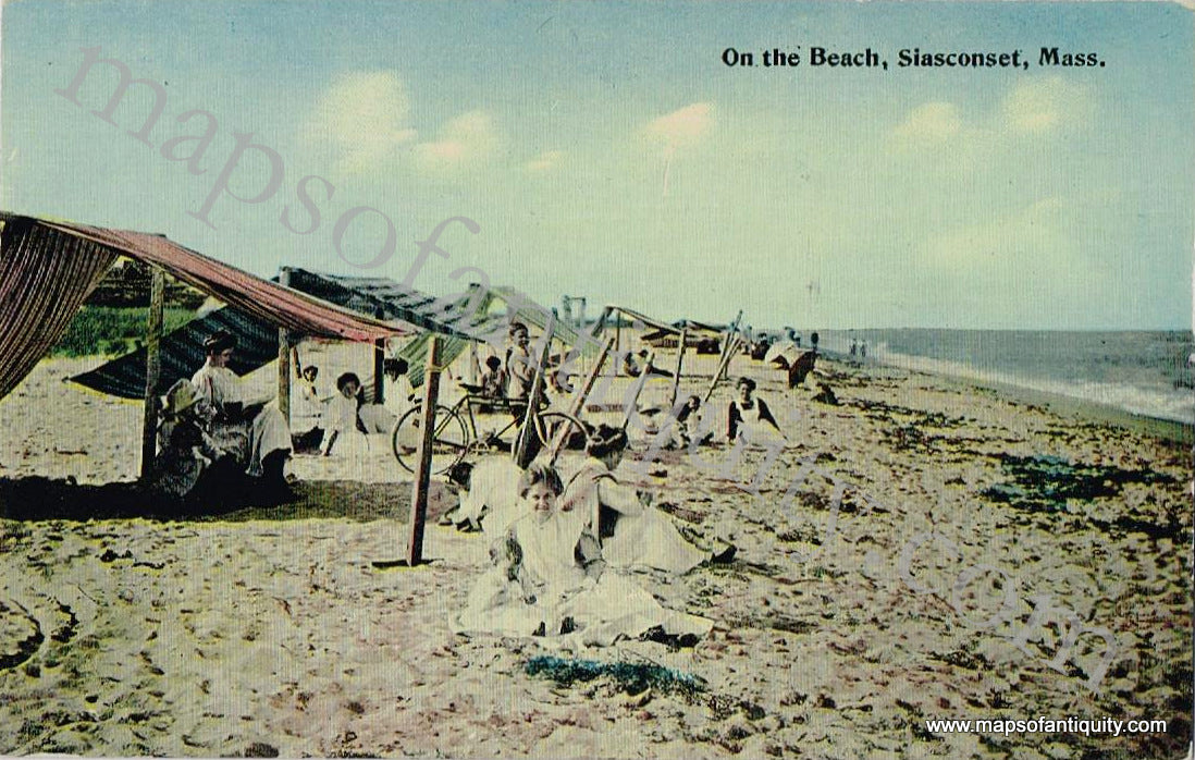 Antique-Postcard-Post-Card-Postcards-Cards-Mass-Mass.-Massachusetts-On-the-Beach-Ocean-Scene-Siasconset-Nantucket-Island-MA-Town-History-Early-1900s-20th-Century-Maps-of-Antiquity