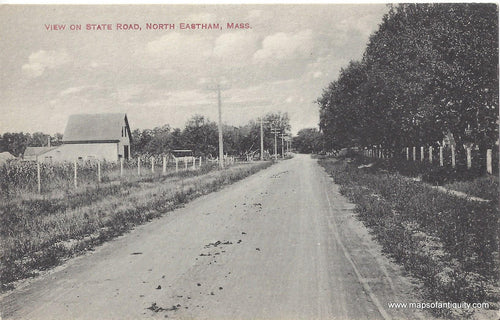 Genuine-Antique-Post-Card-View-On-State-Road-North-Eastham-Mass-Antique-Postcard-1907-1914-S-F-Brackett-Maps-Of-Antiquity