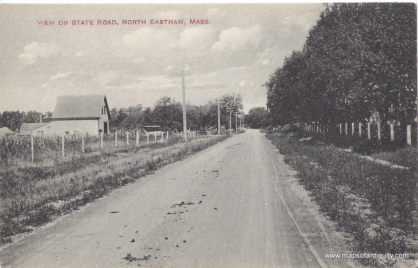 Genuine-Antique-Post-Card-View-On-State-Road-North-Eastham-Mass-Antique-Postcard-1907-1914-S-F-Brackett-Maps-Of-Antiquity