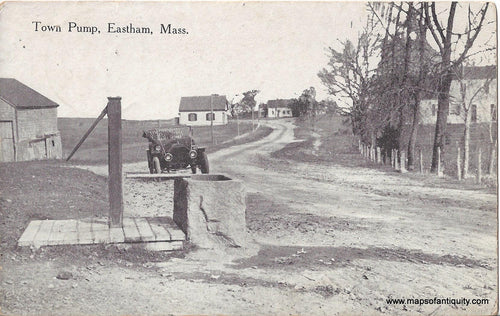 Genuine-Antique-Post-Card-Town-Pump-Eastham-Mass-Antique-Postcard-1907-1914-Unknown-Maps-Of-Antiquity