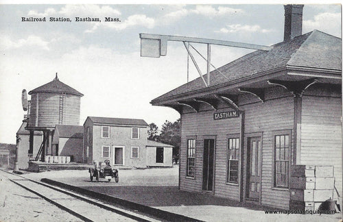 Genuine-Antique-Post-Card-Railroad-Station-Eastham-Mass-Antique-Postcard-1915-1930-Dickerman-Son-Maps-Of-Antiquity