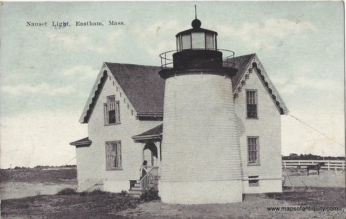 Genuine-Antique-Post-Card-Nauset-Light-Eastham-Mass-Antique-Postcard-1915-1930-Dickerman-Son-Maps-Of-Antiquity